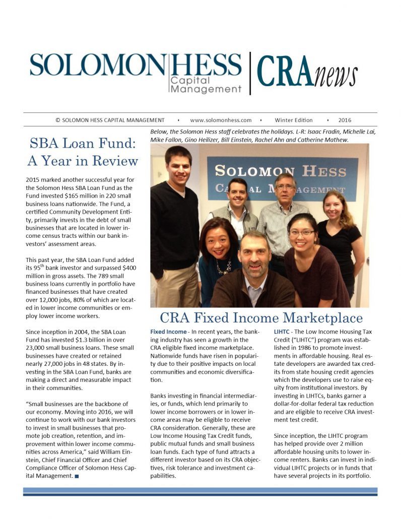 CRA News - Winter 2016 First Page
